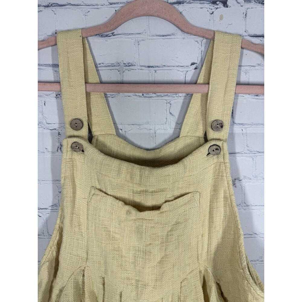 Free People Sun Drenched Overalls Large Yellow Cotton Wide Leg Relaxed Boho - Picture 5 of 16